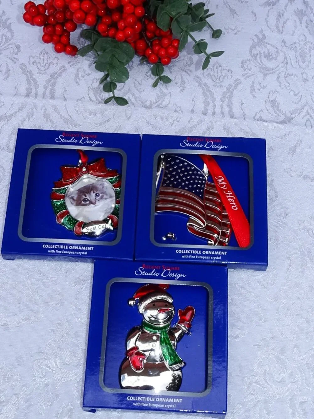 Three Regent Square Metal Collectable Ornaments NIB
